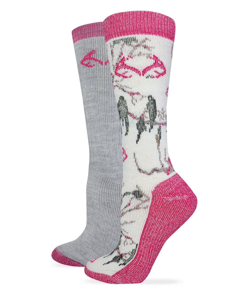 Realtree Ladies Snow Camo Merino Wool Blend Socks 2 Pair