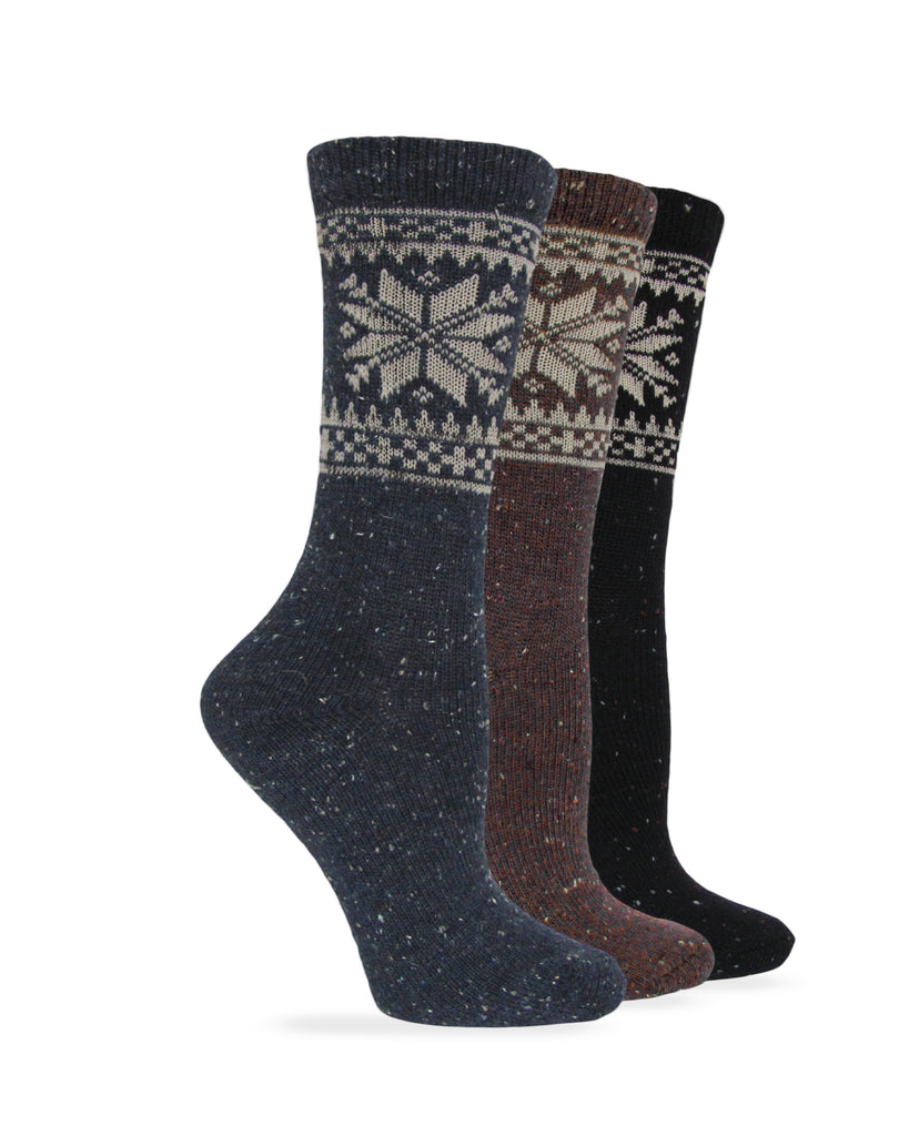 Wise Blend Ladies Snowflake Pattern Wool Crew Socks 1 Pair Pack