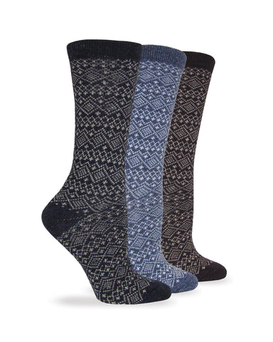 Wise Blend Ladies Sweater Fairisle Crew Socks 1 Pair Pack