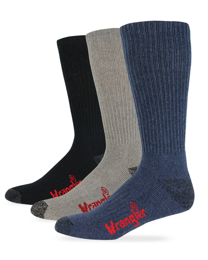 Wrangler Men's Casual Cotton Work Boot Socks 3 Pair