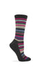 Wise Blend Ladies Merino Wool Blend Striped Pattern Crew Socks 1 Pair Pack