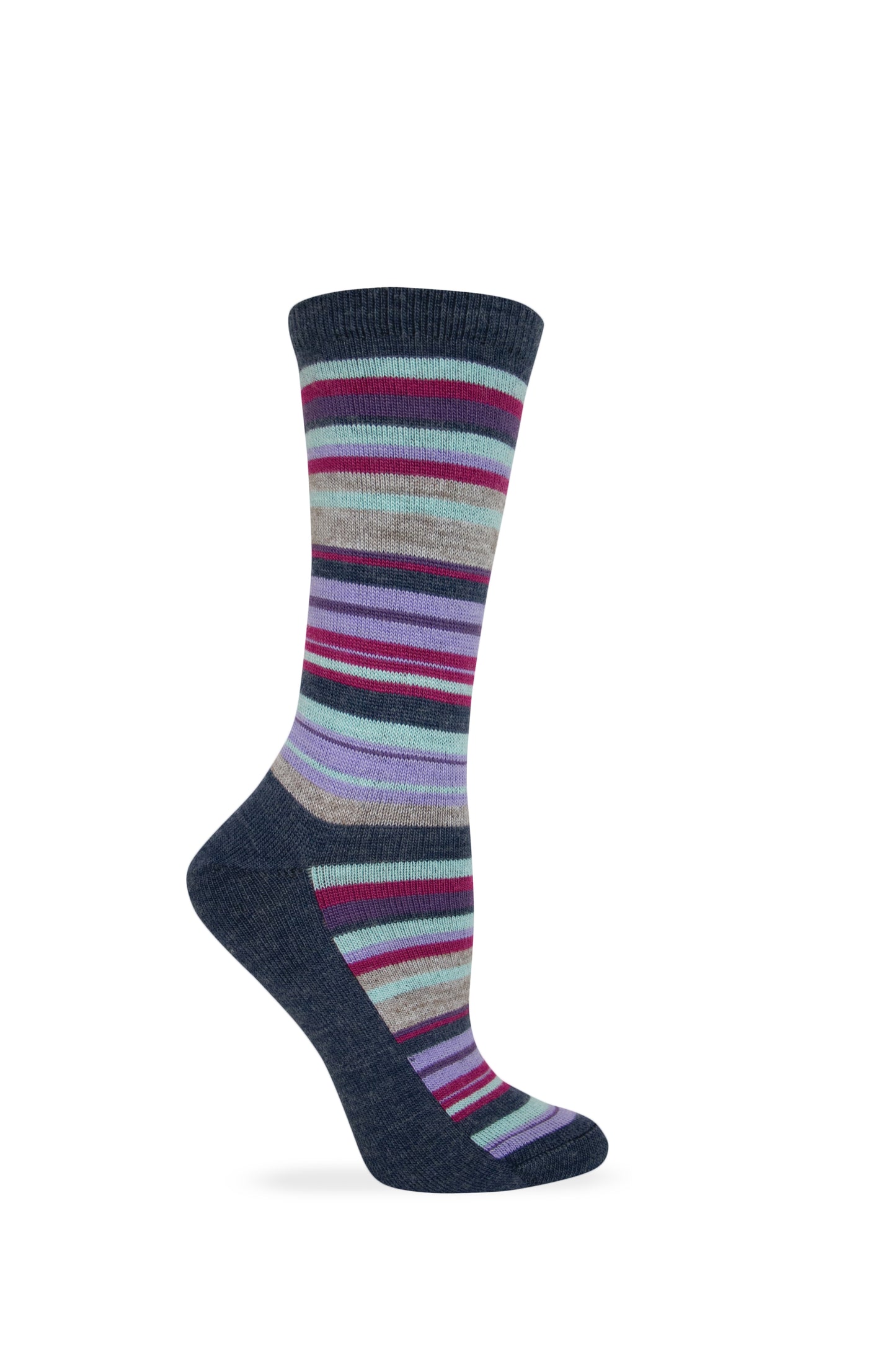 Wise Blend Ladies Merino Wool Blend Striped Pattern Crew Socks 1 Pair Pack