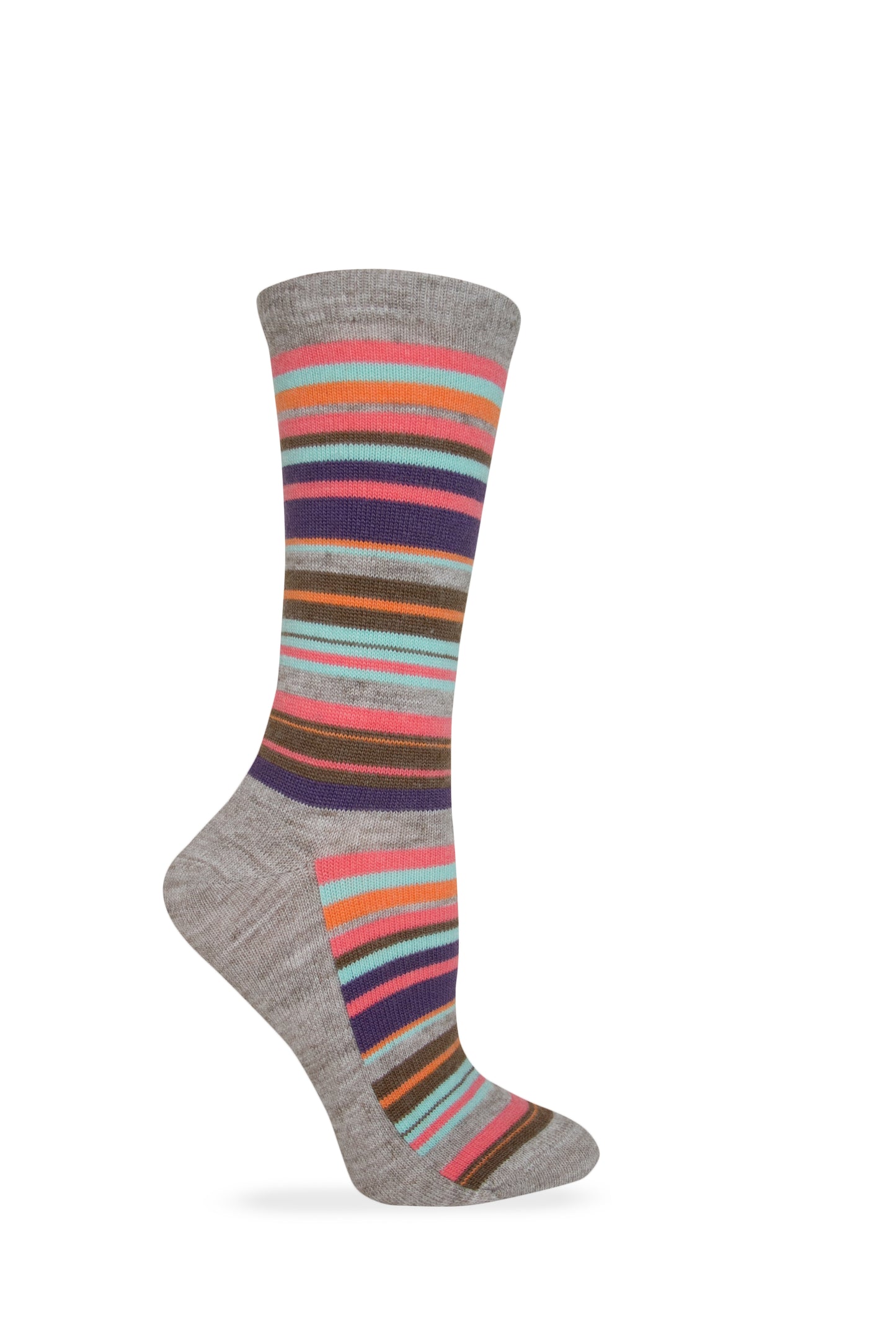 Wise Blend Ladies Merino Wool Blend Striped Pattern Crew Socks 1 Pair Pack