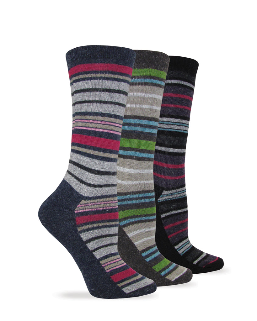 Wise Blend Ladies Angora Stripe Crew Socks 1 Pair Pack